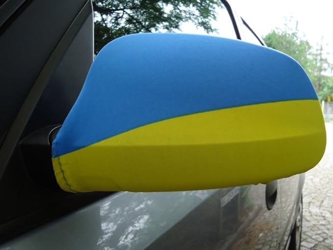 4 teiliges Ukraine Auto Fanset mit Autofahne Spiegelflaggen Auto Fahne Flagge
