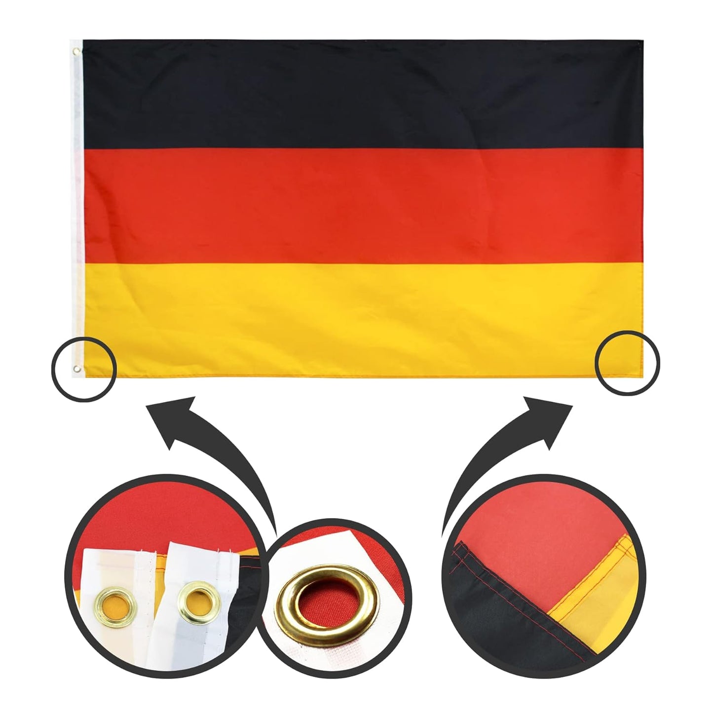 2er Pack Deutschlandfahne 90 x 60 cm aus wetterfestem Polyester Klein Fahne Flagge Deutschland