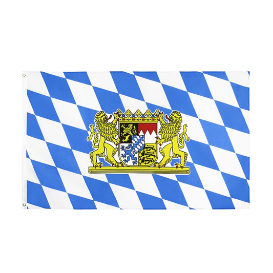 Bayern Fahne Flagge Stabil reißfestem Polyester Freistaat mit Wappen Löwe mit Ösen